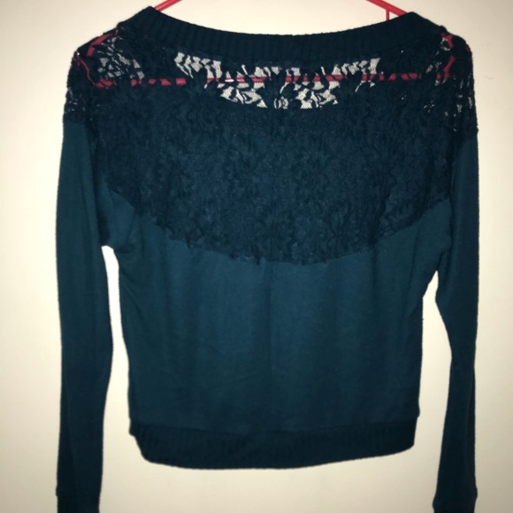 Dark Teal/Green Crop Sweater - Picture 3 of 3